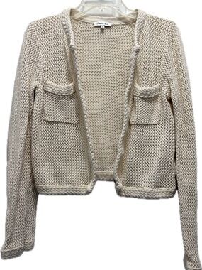 Another Love Cream Open Knit Pocket Cardigan Sweater
